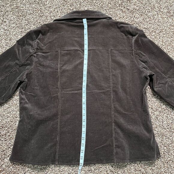 CJ Banks 1X  Jacket Brown Stretch Metal Button Shacket - Picture 5 of 7